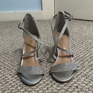 Allegra K Women's Glitter Crisscross Strap Block Heels Sandals